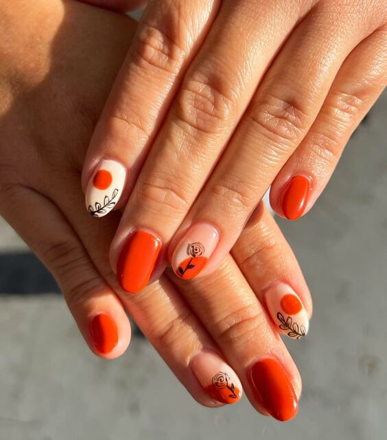 Осінній манікюр 2026 на короткі нігті: новинки, фото ідей %D0%BE%D1%80%D0%B0%D0%BD%D0%B6 1, 24, Осінній манікюр 2026 на короткі нігті: новинки, фото ідей Осінній манікюр