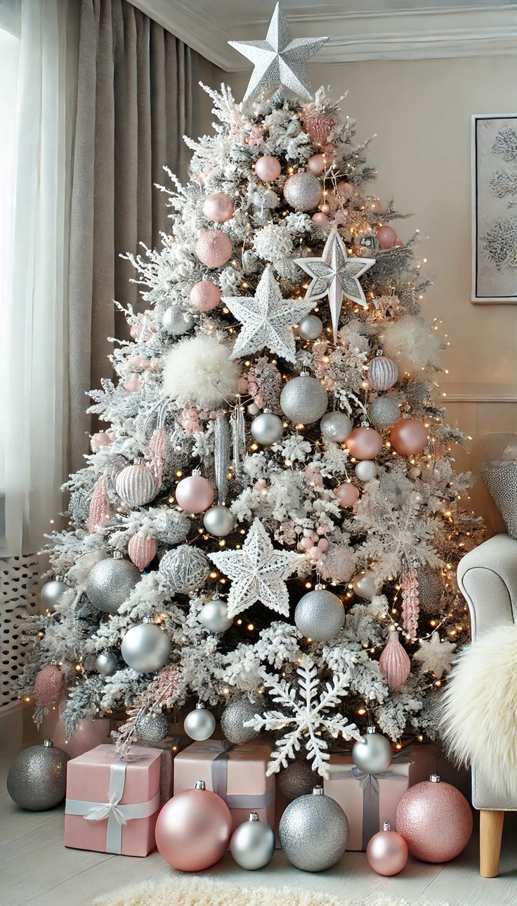 Рожева ялинка на Новий рік-2026: як нарядити красиво та зі смаком %D1%80%D0%BE%D0%B7%D0%BE%D0%B2%D0%BE %D1%81%D0%B5%D1%80%D0%B5%D0%B1%D1%80%D1%8F%D0%BD%D0%B0%D1%8F, 16, Рожева ялинка на Новий рік-2026: як нарядити красиво та зі смаком рожева ялинка
