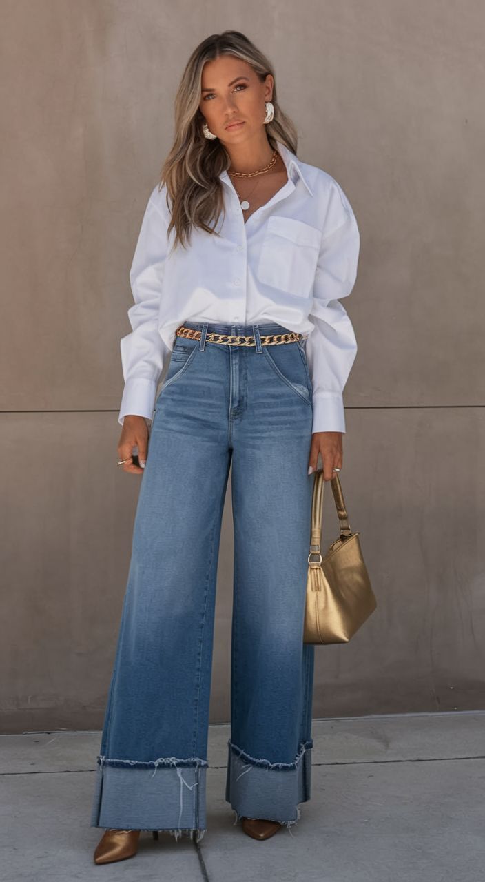 Стильні жіночі образи з білою сорочкою: як носити та з чим поєднувати – поради, ідеї, фото dzhins 1, 37, Стильні жіночі образи з білою сорочкою: як носити та з чим поєднувати – поради, ідеї, фото образы