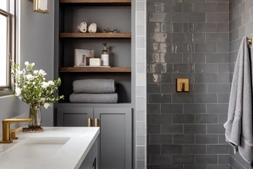 Сіра ванна кімната: стилі, кольорові поєднання, поради з оформлення , 3, Сіра ванна кімната: стилі, кольорові поєднання, поради з оформлення спальня в сучасному стилі