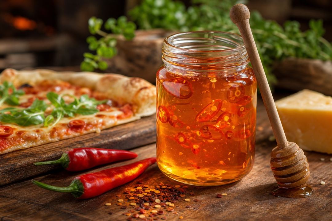 Мед у кулінарії - маринади, соуси, десерти, сир і hot honey гострий мед hot honey з пластівцями чилі до піци й сиру